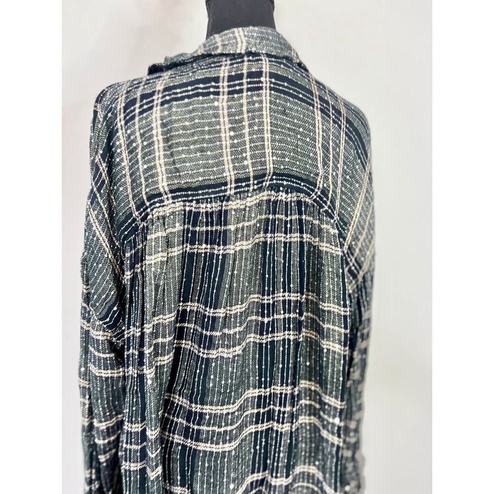 Free People Fearless Love Tunic Top in Blue Striped Large Sequins Peasant Boho - Picture 5 of 7